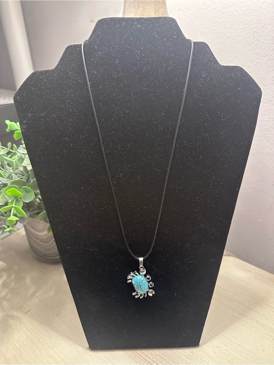 Jewelry - Turquoise Crab Natural Stone Pendant Stainless Steel Necklace with 2 Chains